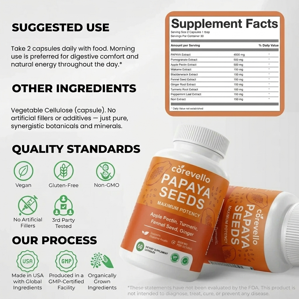 Corevello™ Papaya Seeds – The Complete Gut Reset Formula
