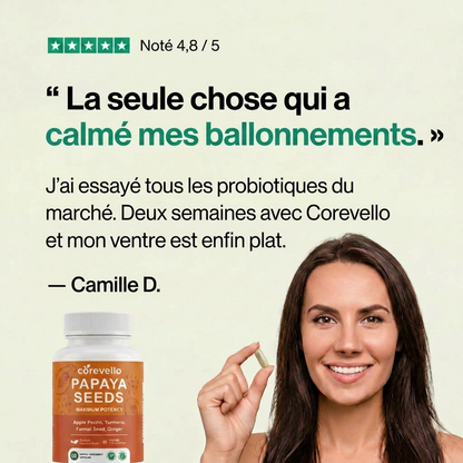 Corevello™ Graines de Papaye – La Formule Complète de Rééquilibrage Intestinal